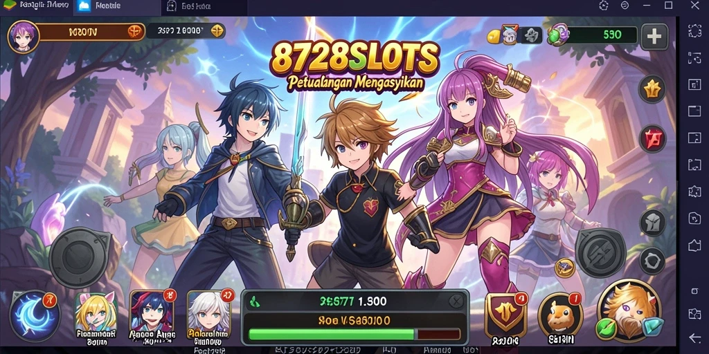 Tampilan gameplay yang memukau dari 8728SLOTS dengan karakter anime ikonik.