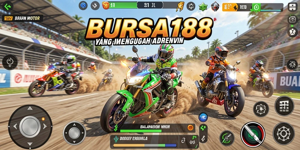 Tampilan gameplay BURSA188 dengan balapan motor yang seru dan menantang.