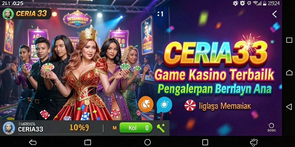 Screenshot gameplay CERIA33 yang menampilkan pengalaman kasino secara langsung.
