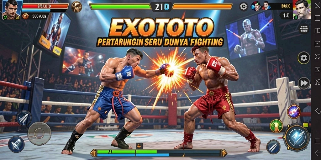 Tangkapan layar EXOTOTO menunjukkan aksi pertarungan yang mendebarkan.