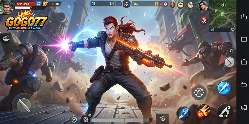 Tangkapan layar GOGO77 menampilkan aksi intens dalam gameplay