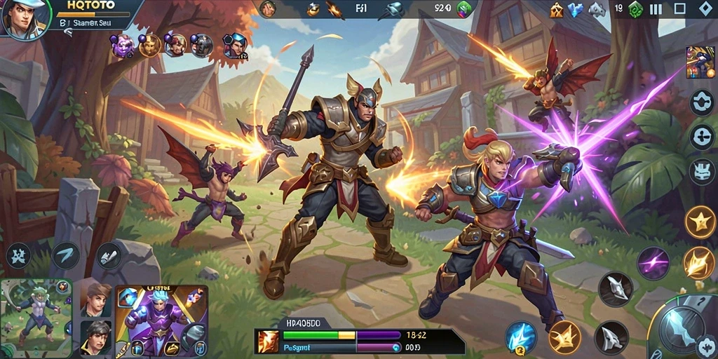Tampilan gameplay seru HQTOTO dengan aksi pertarungan yang mendebarkan.