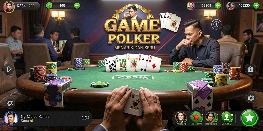 Tampilan gameplay seru K234 dalam permainan Poker yang menarik.