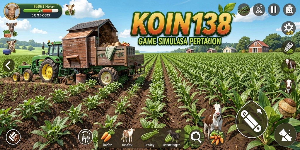 Tampilan gameplay KOIN138 yang menarik dan interaktif saat bertani.