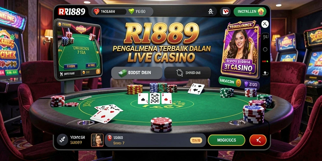 Screenshot menunjukkan dealer profesional dalam aksi di Live Casino RI889.