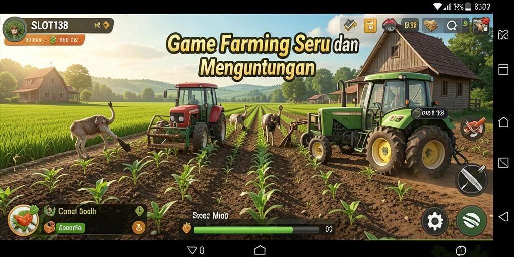 Screenshot SLOT138 menampilkan gameplay seru bertani di dunia virtual.
