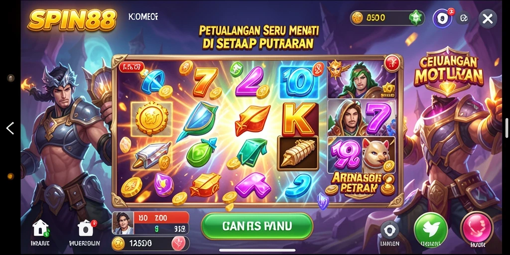 Screenshot utama menunjukkan pemain menjelajahi hutan rimbun dalam SPIN88.