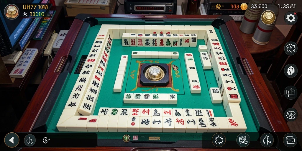 Screenshot UH77 menampilkan gameplay Mahjong yang menarik dan seru.