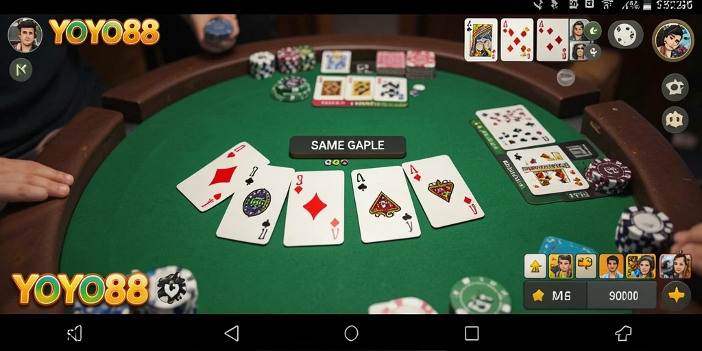 Tampilan menarik dari gameplay seru YOYO88 Gaple.